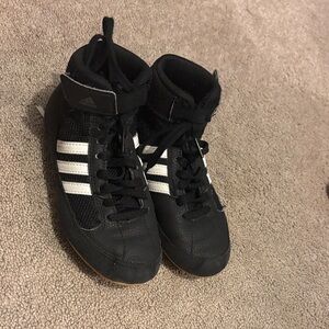 Adidas Black and White High-Top Wrestling Shoes